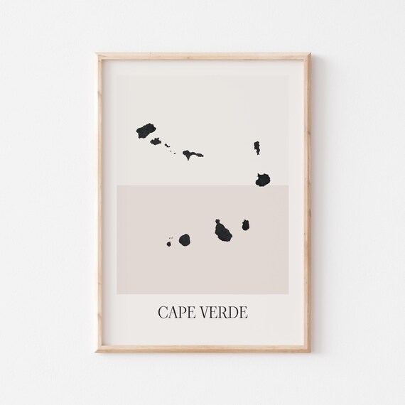 Cape Verde Islands Map Silhouette Minimalist Black Art Poster