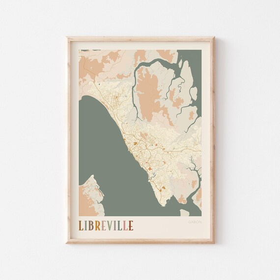 Libreville Map Poster Print Wall Art Gabon Africa Travel Gift Boho Decor
