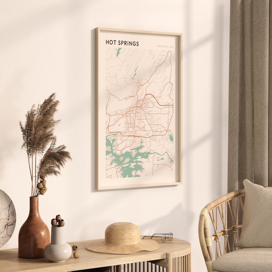 Hot Springs Arkansas Modern Minimalist Copper Street Map Decor Poster - Image 3