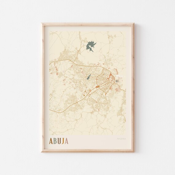 Abuja Map Poster Print Wall Art Nigeria Africa Travel Gift Boho Decor