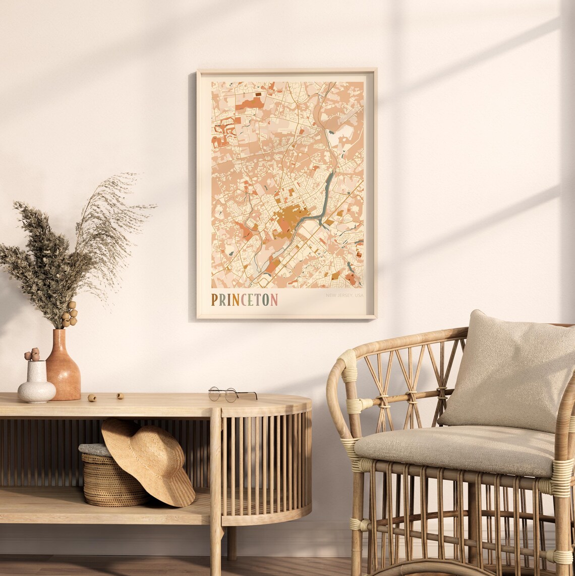 Princeton New Jersey Boho City Street Map Travel Gift Poster - Image 2