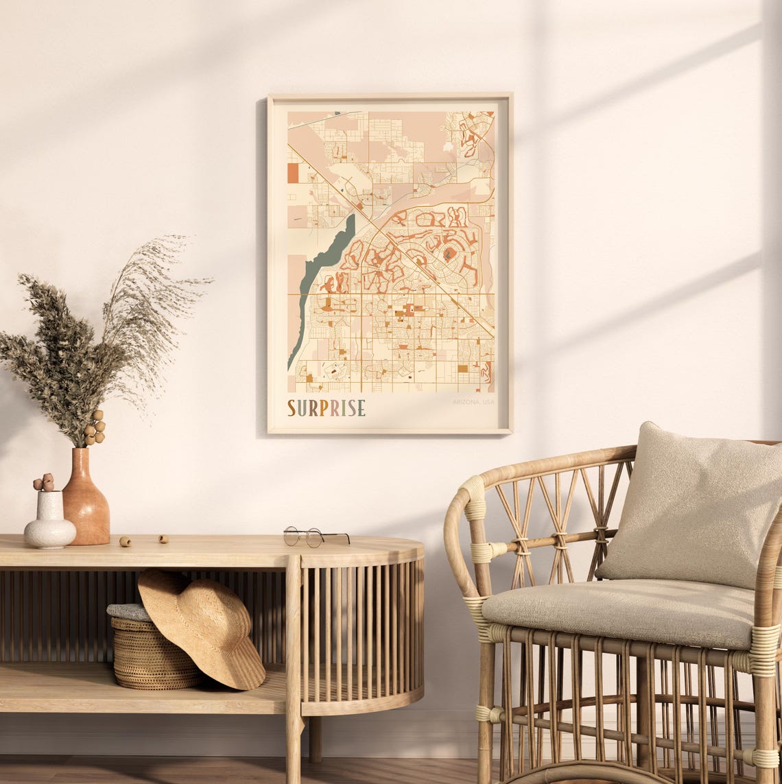 Surprise Arizona Stylized Vintage Street Map Modern City Art Poster - Image 2