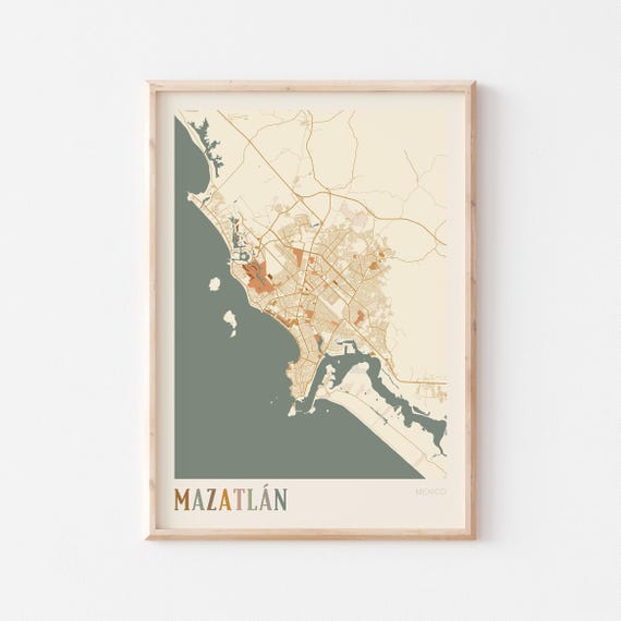 Mazatlan Map Poster, Mexico Travel Poster