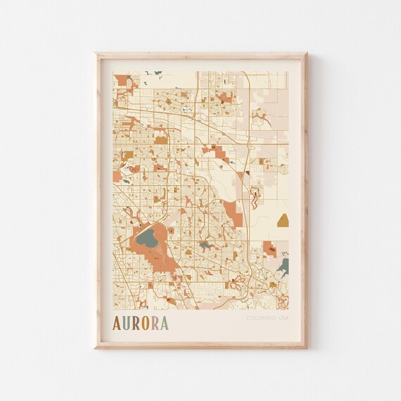 Aurora Colorado Modern Block Style City Map Wall Decor Poster