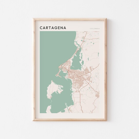 Cartagena Map Poster Print Wall Art Colombia Travel Gift Minimalist