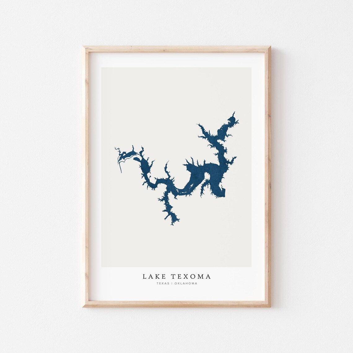 Lake Texoma Print Poster Art Wall Map House Gift Texas Oklahoma