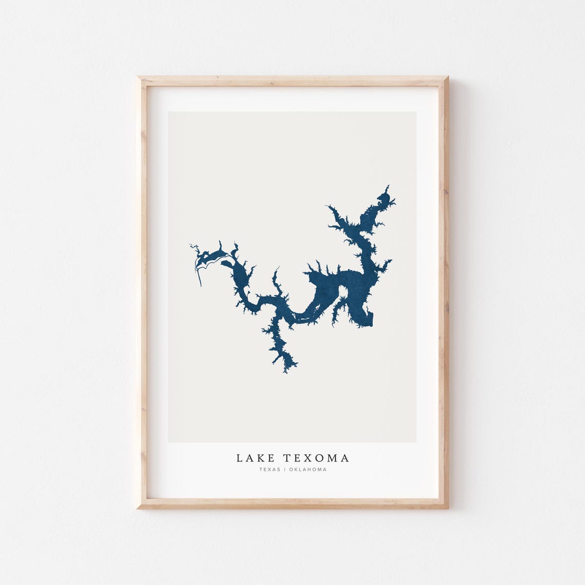 Lake Texoma Texas Oklahoma Map Art Navy Minimalist Outline Wall Poster