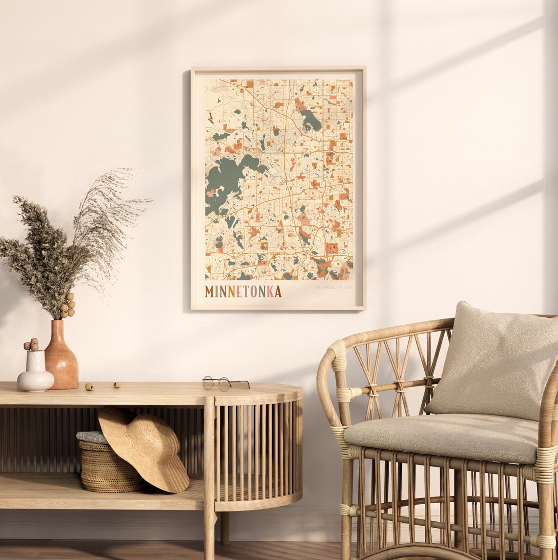 Minnetonka Minnesota Scandinavian Boho City Map Wall Decor Poster - Image 2