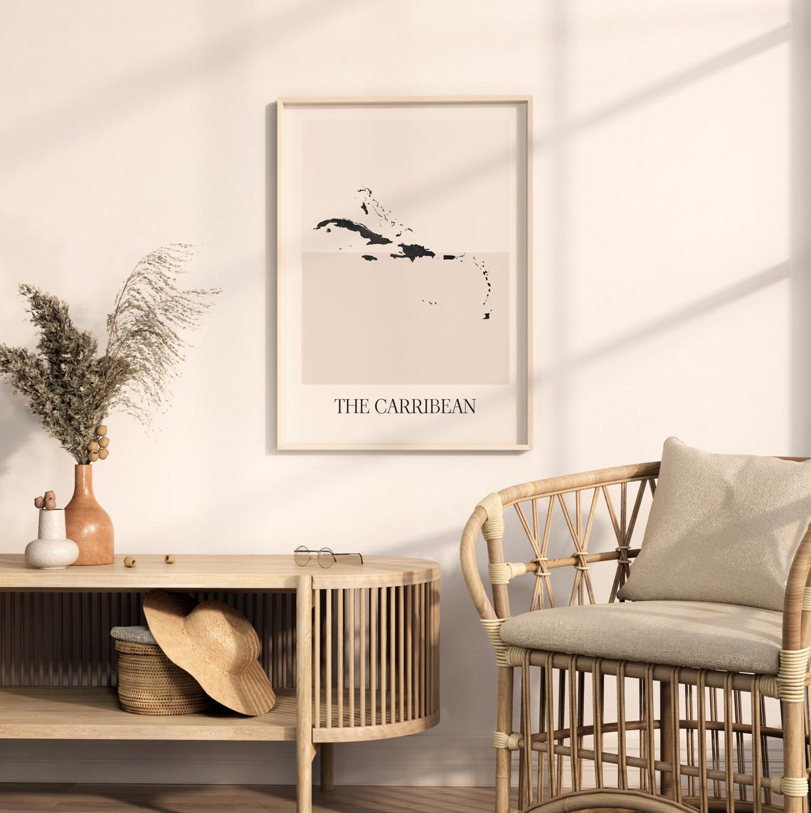 The Caribbean Region Islands Map Silhouette Minimalist Art Poster - Image 2