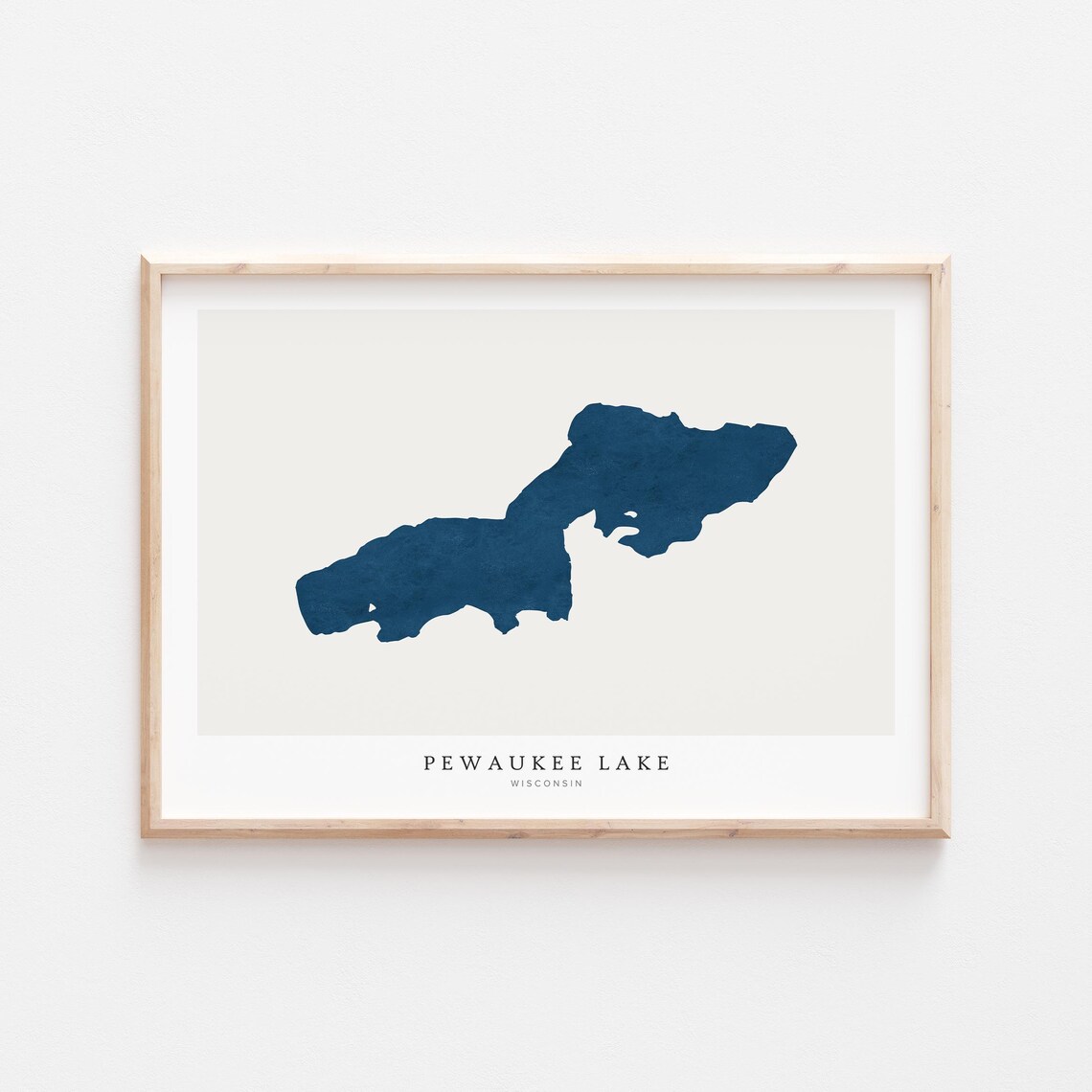 Pewaukee Lake Map Poster Print, Wisconsin