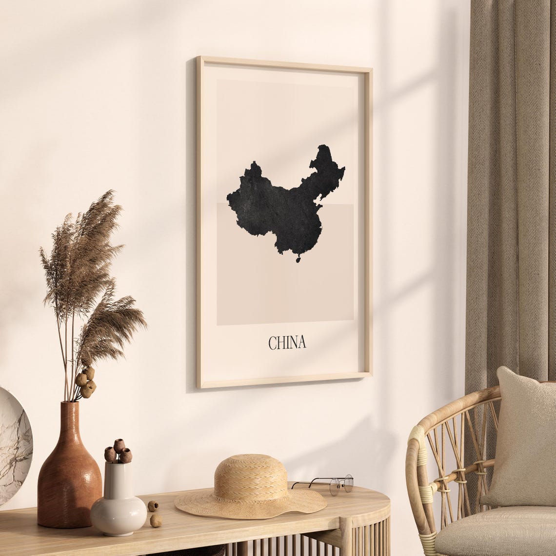China Country Map Silhouette Minimalist Black Poster for Home - Image 3