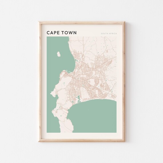 Cape Town Map Poster Print Wall Art South Africa Travel Gift Minimalist