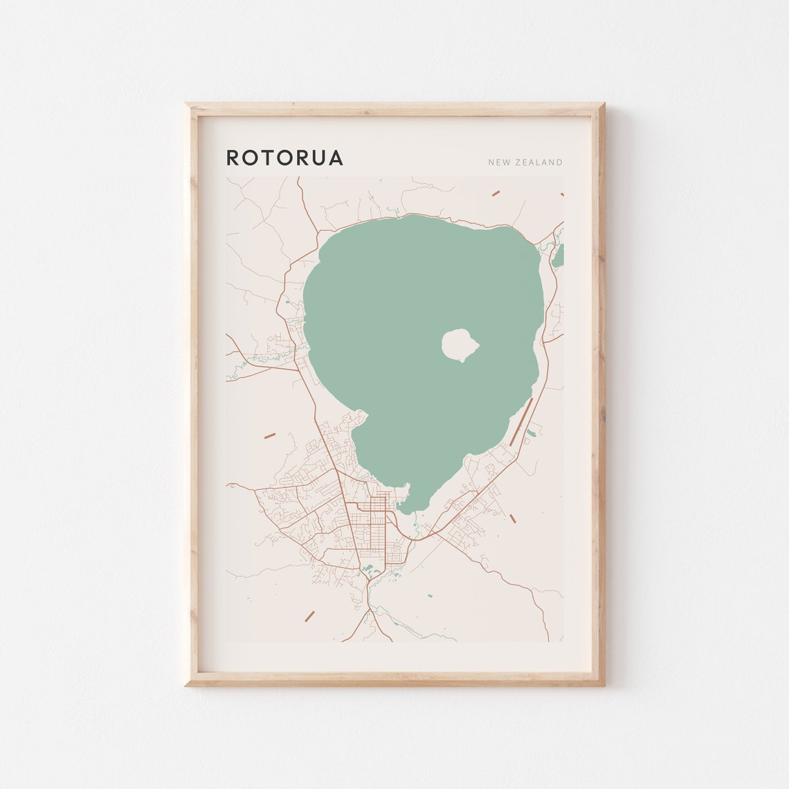 Rotorua New Zealand Minimalist Lakeside Street Map Art Poster