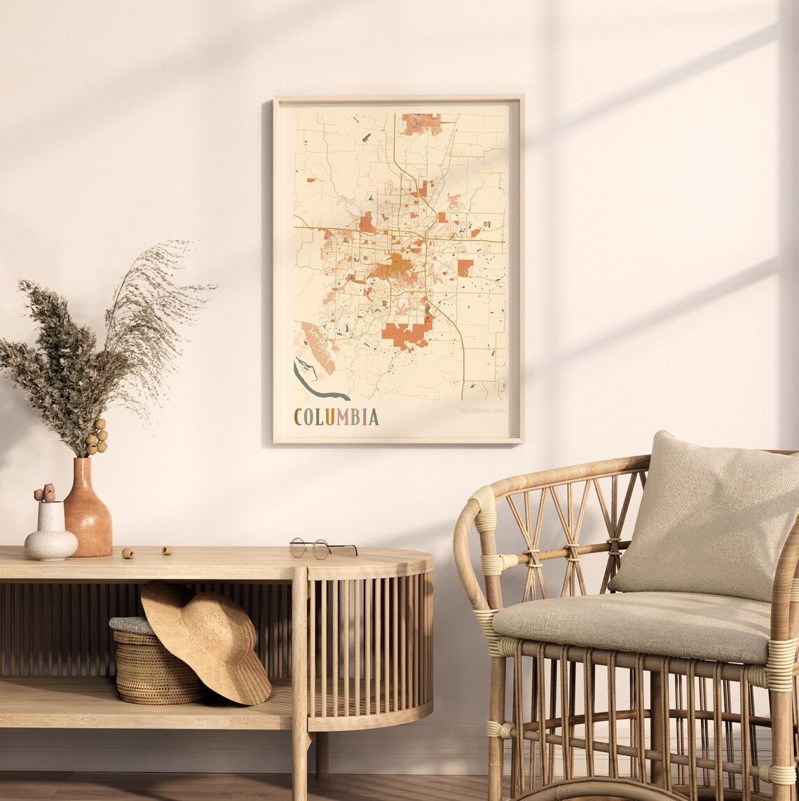 Columbia Missouri Street Map Poster with Colorful Multicolor Typography - Image 2
