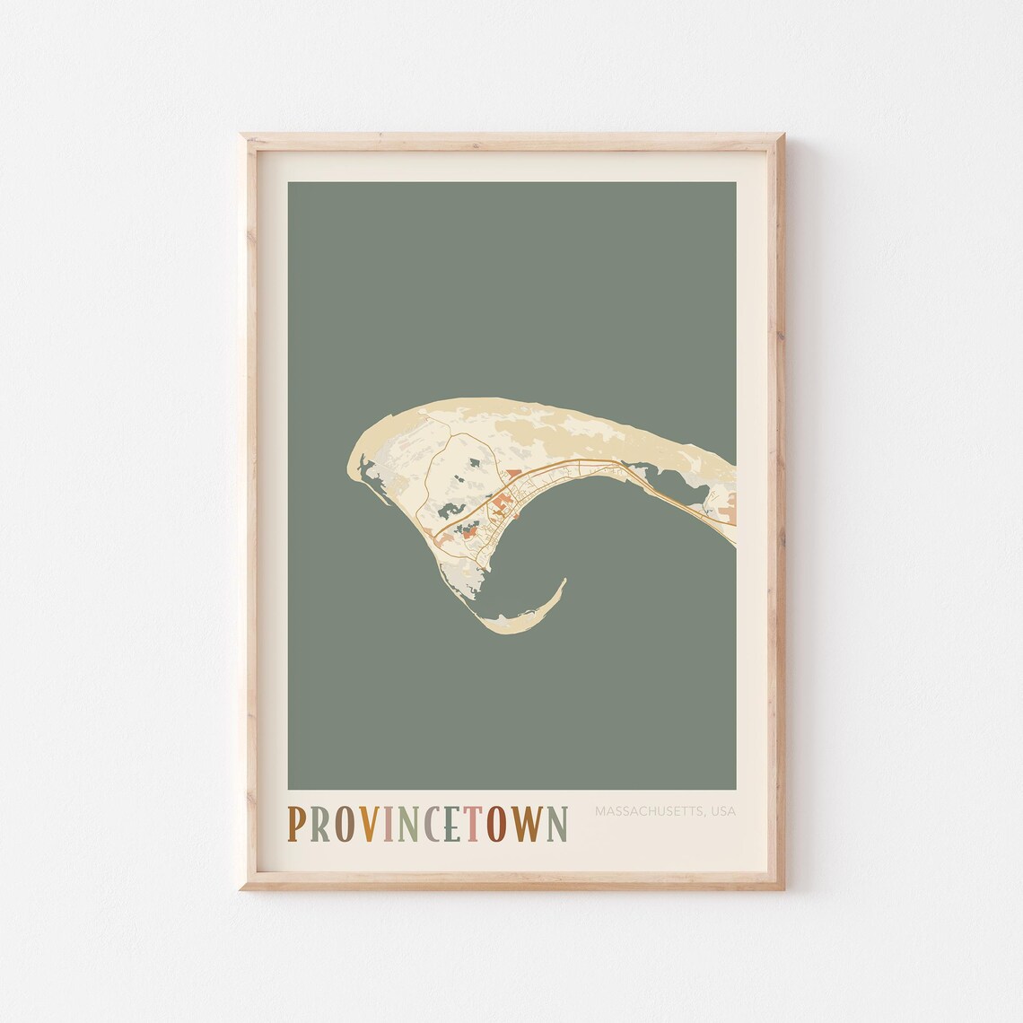 Provincetown Map Poster, Boho Massachusetts Travel Print