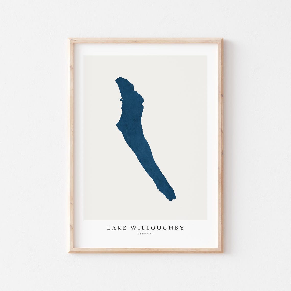 Lake Willoughby Vermont Navy Blue Minimalist Lake Map Art Poster
