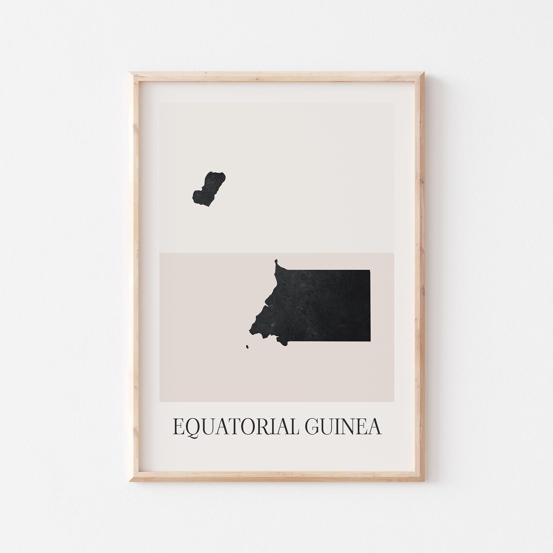 Equatorial Guinea Country Map Minimalist Black Silhouette Travel Gift Poster