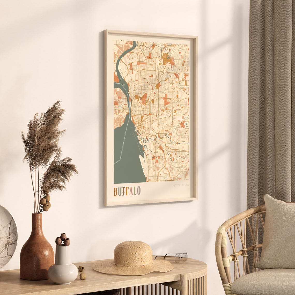 Buffalo Map Poster Buffalo Print Buffalo Poster Buffalo Wall Art New York Travel Gift Boho Wall Art - Image 3