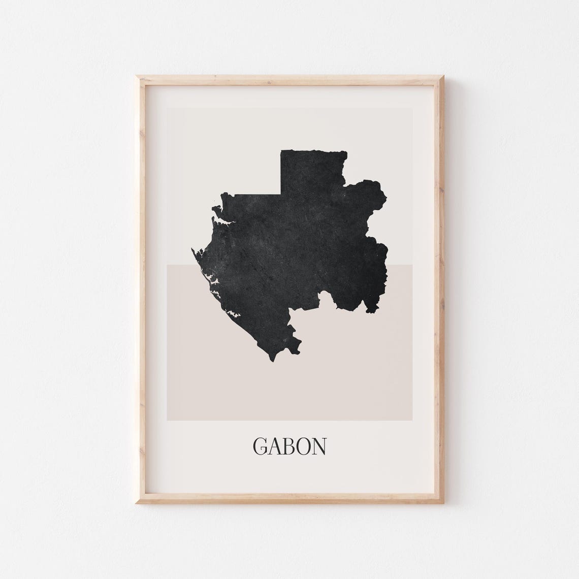 Gabon Country Map Minimalist Black Silhouette Travel Gift Poster