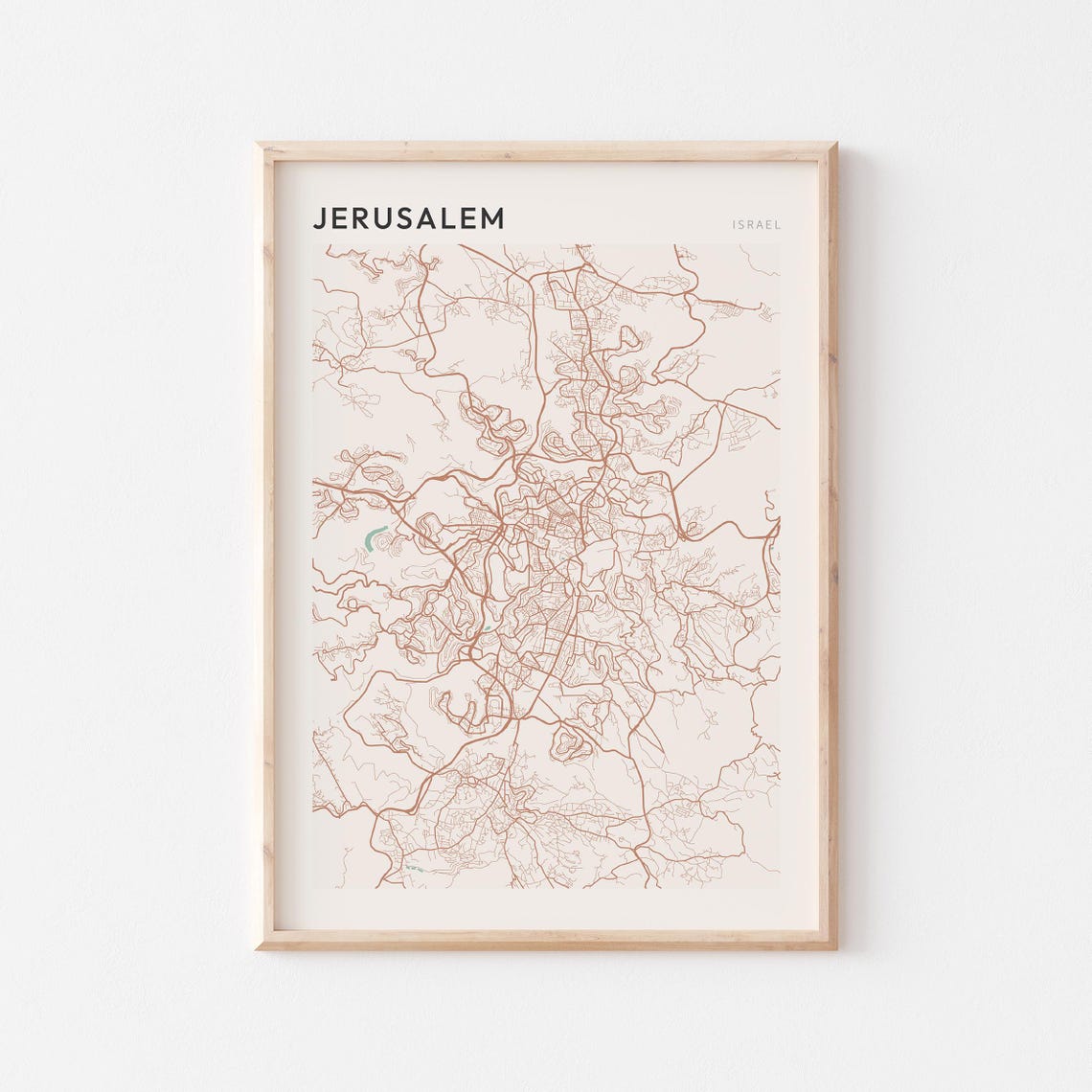 Jerusalem Israel City Map Poster Minimalist Modern Travel Decor Gift