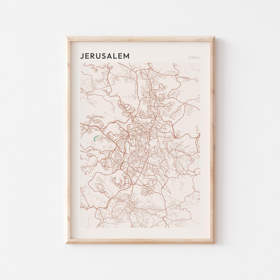 Jerusalem Map Poster Print Wall Art Israel Travel Gift Minimalist
