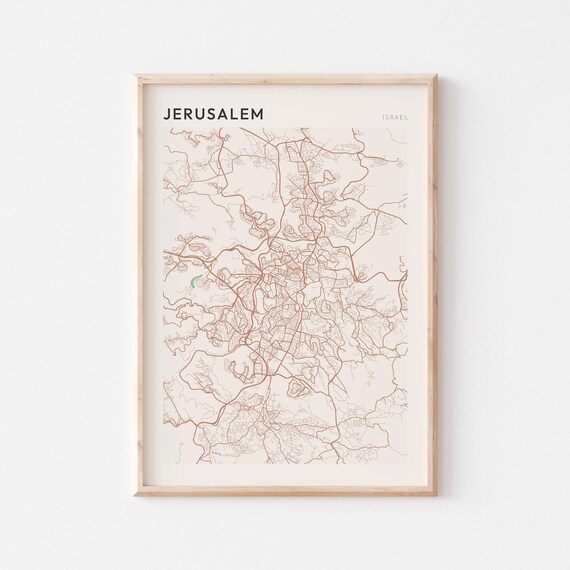 Jerusalem Map Poster Print Wall Art Israel Travel Gift Minimalist