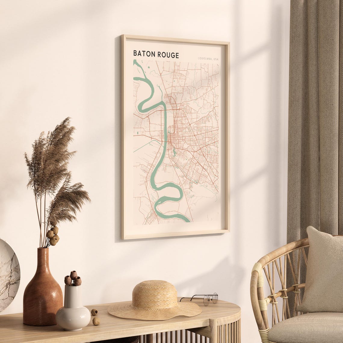 Baton Rouge Louisiana Modern Minimalist City Street Map Art Poster - Image 3