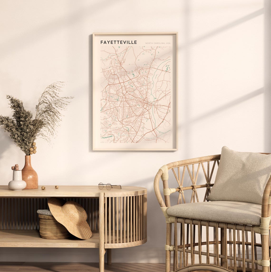Fayetteville Map Poster Fayetteville Print Fayetteville Poster Fayetteville Wall Art North Carolina Travel Gift Farmhouse Decor - Image 2