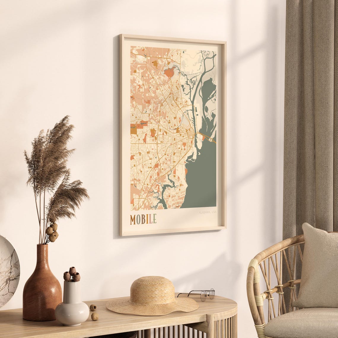 Mobile Alabama Boho City Map Art Poster Gift for Map Collectors - Image 3