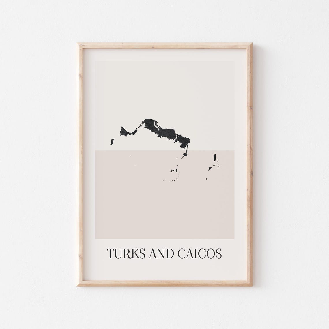 Turks and Caicos Islands Map Dots Minimalist Modern Beige Poster