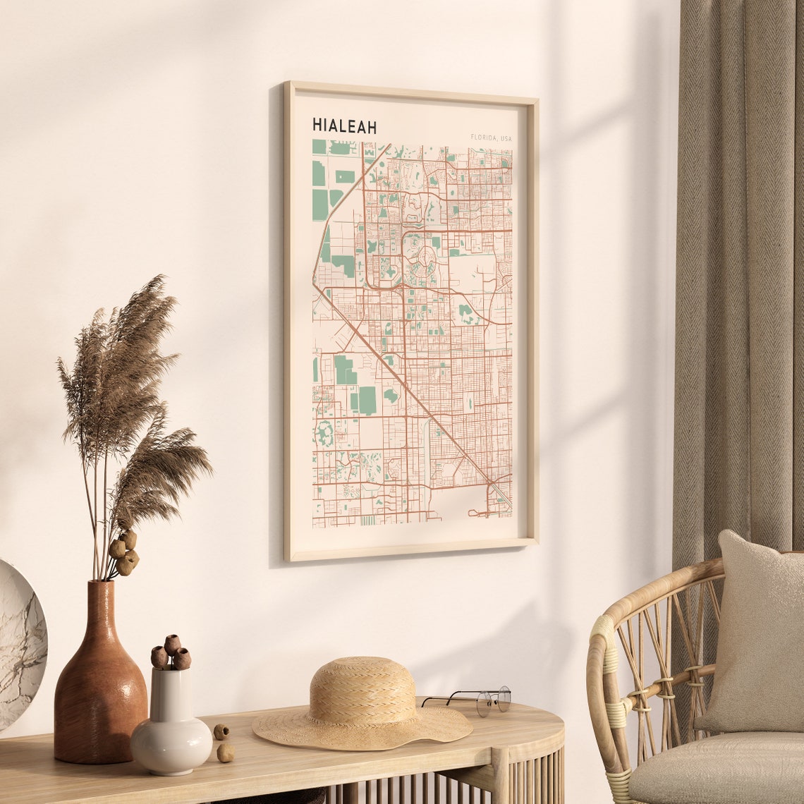 Hialeah Florida Modern Farmhouse City Map Poster for Modern Home Decor - Image 3