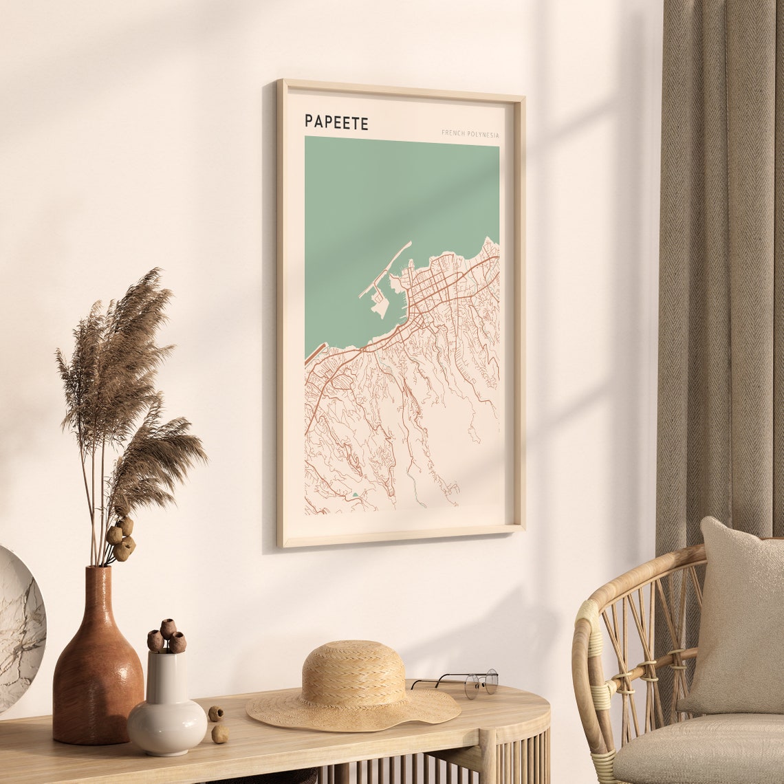 Papeete French Polynesia Minimalist Map Poster Tropical Harbour - Image 3