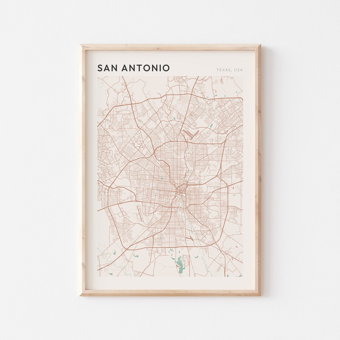 San Antonio Texas Minimalist City Street Map Travel Art Poster