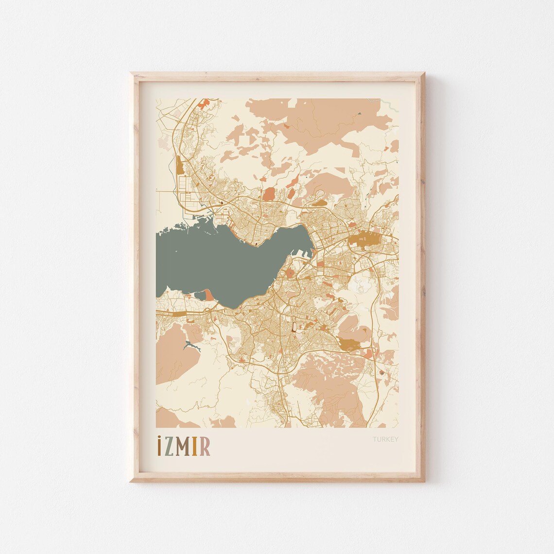 Izmir Map Poster Print Wall Art Turkey Travel Gift Boho