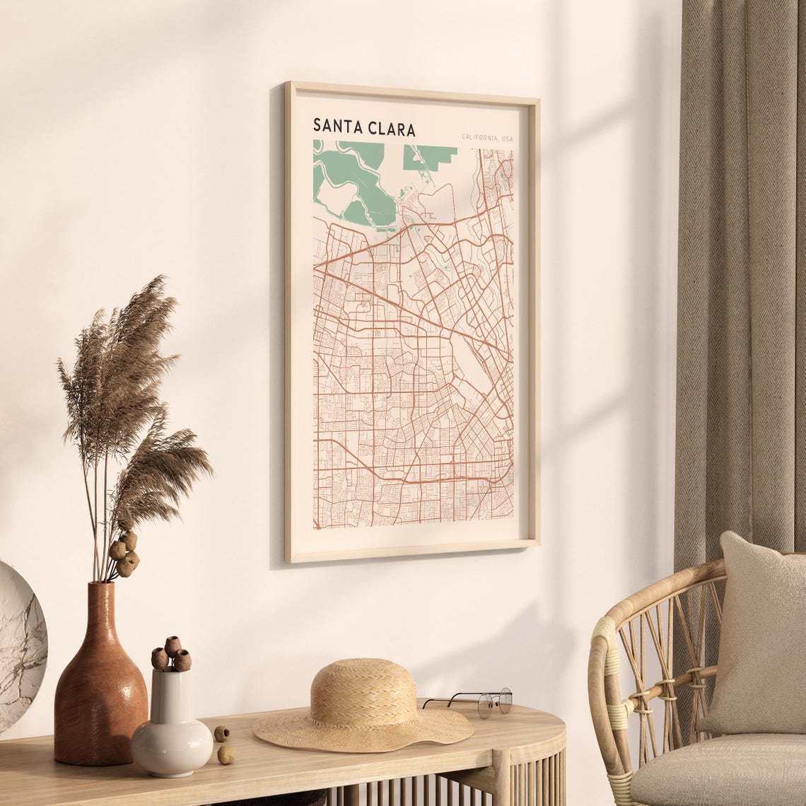 Santa Clara California Minimalist City Street Map Wall Decor Poster - Image 3