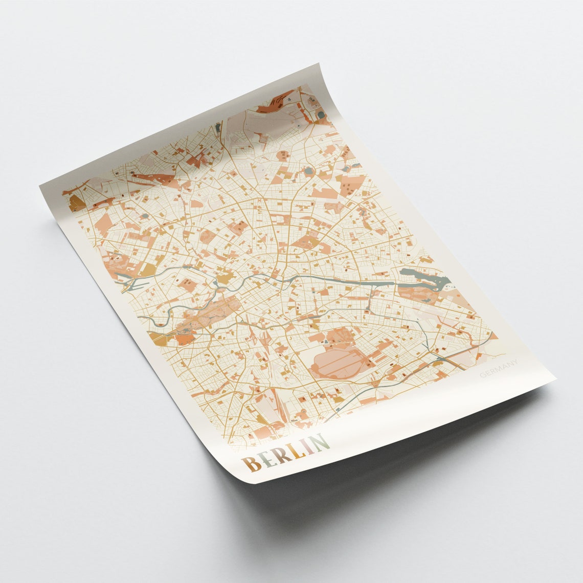 Berlin Germany Minimalist Street Map Poster in Boho Neutral Tones - Image 2