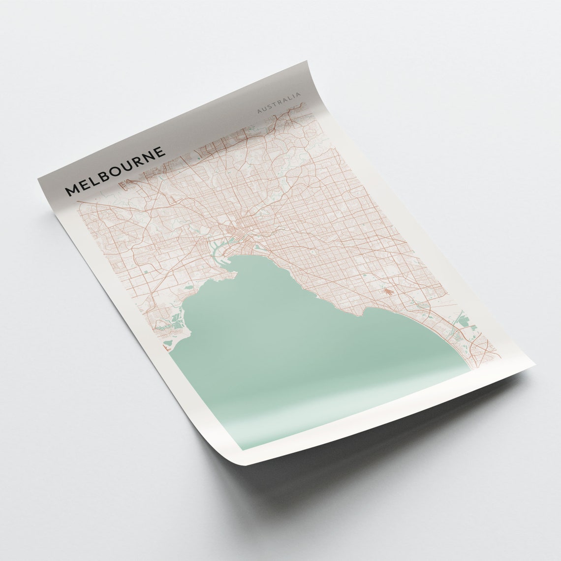 Melbourne Australia Minimalist City Map Poster with Port Phillip Bay - Image 2