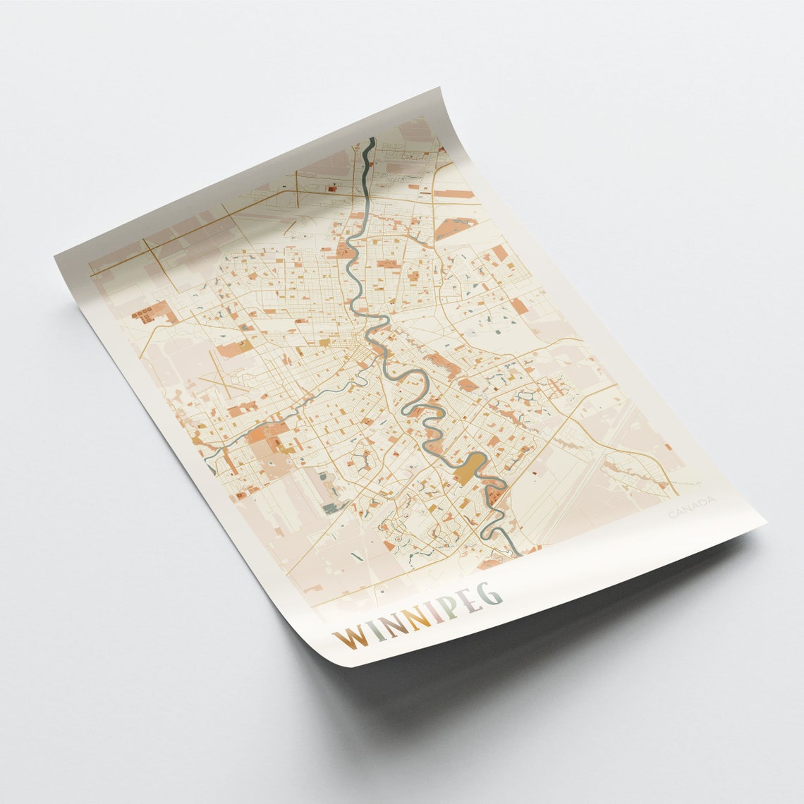 Winnipeg Manitoba Canada Boho Style Riverside City Map Poster - Image 2