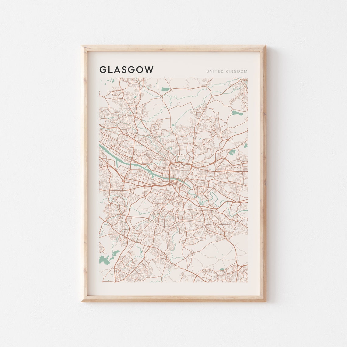 Glasgow United Kingdom Minimalist Boho Style City Map Poster