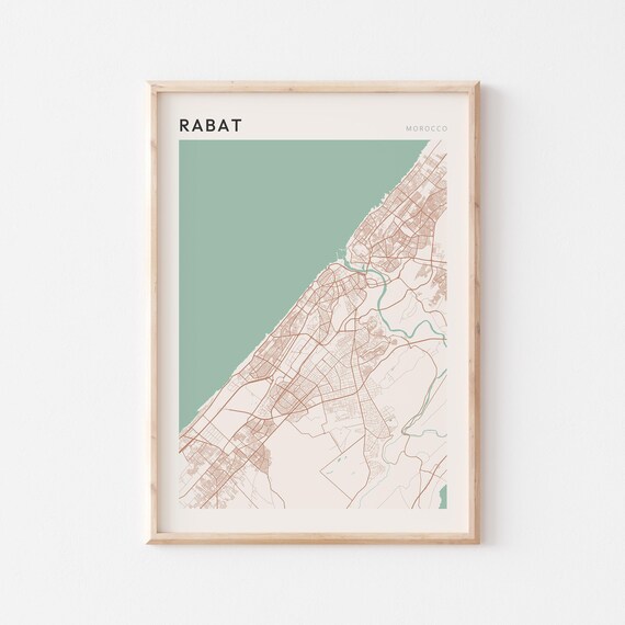 Rabat Map Poster Print Wall Art Morocco Africa Travel Gift Minimalist