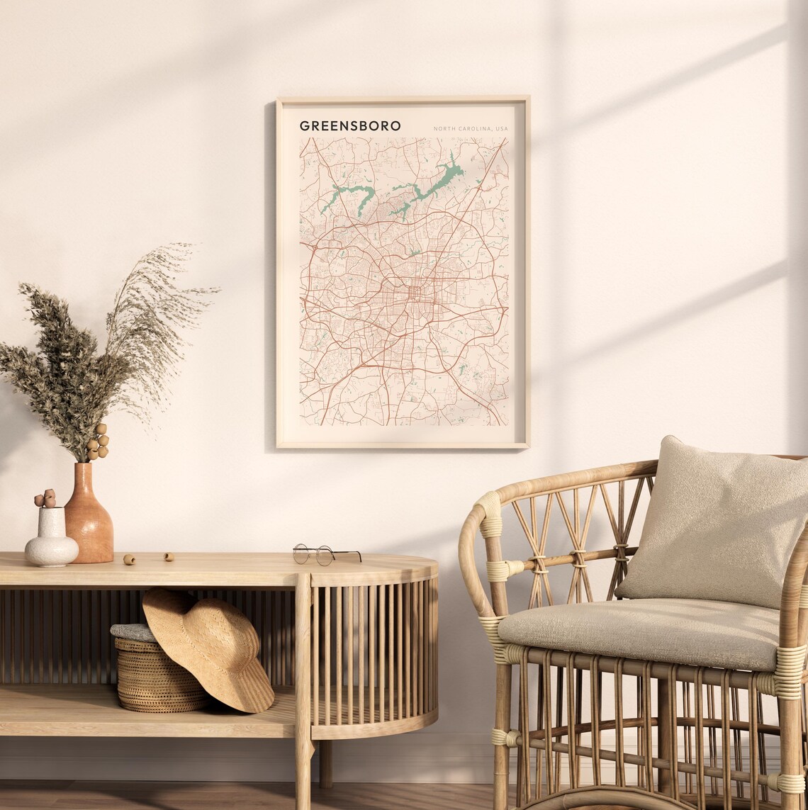 Greensboro North Carolina Minimalist Line Art City Map Poster - Image 2