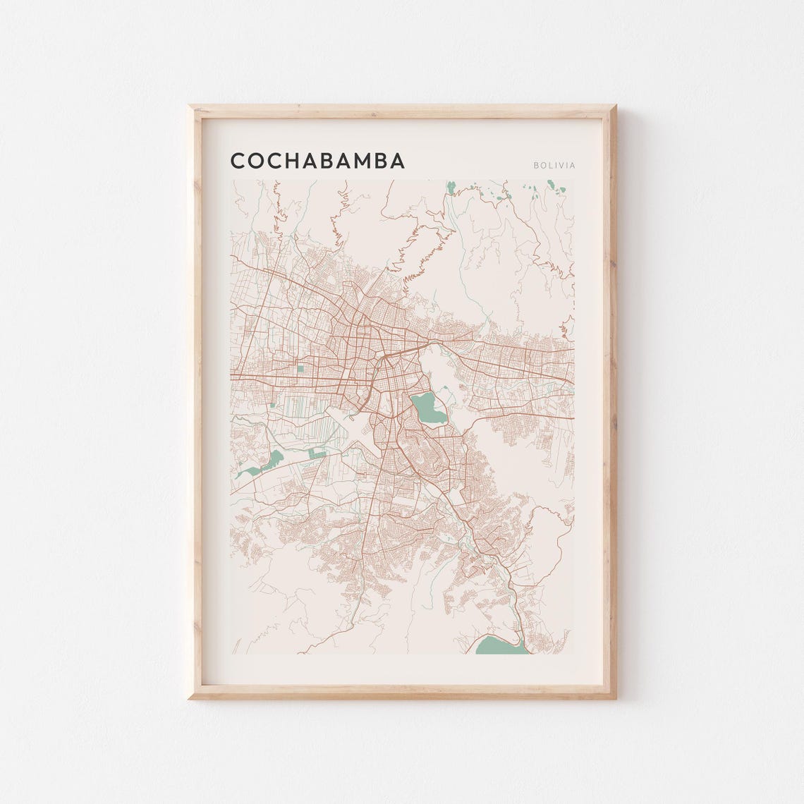 Cochabamba Bolivia Minimalist City Street Map Travel Decor Poster