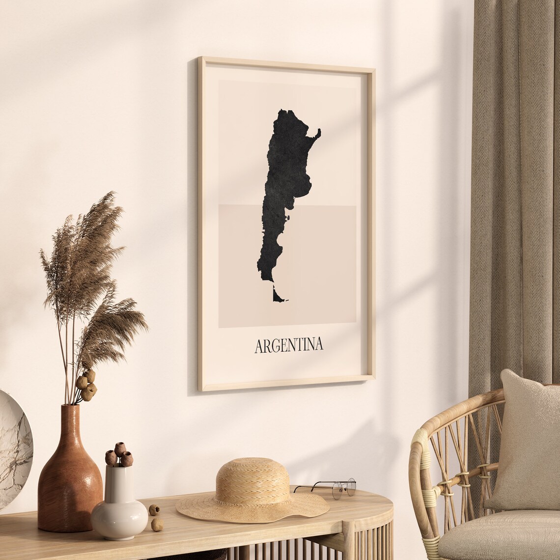 Argentina South America Minimalist Black Silhouette Country Map Poster - Image 3