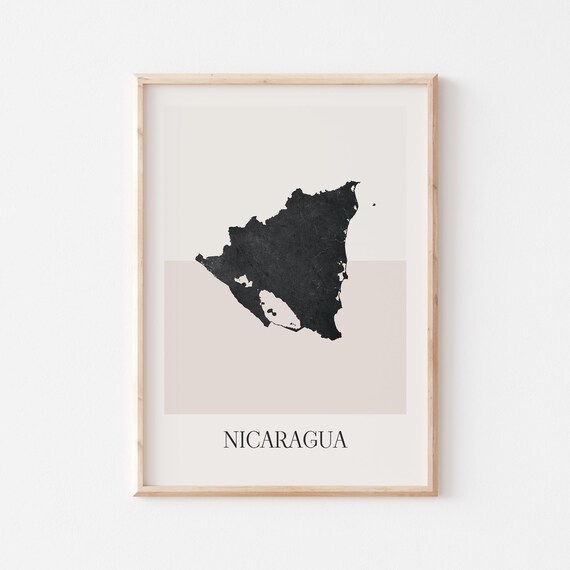 Nicaragua Map Poster Print Minimalist Boho Wall Art Decor For Home Or Gift