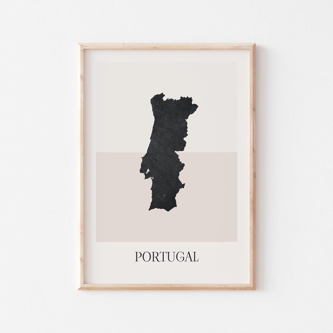 Portugal Country Map Black Silhouette Minimalist Boho Style Poster
