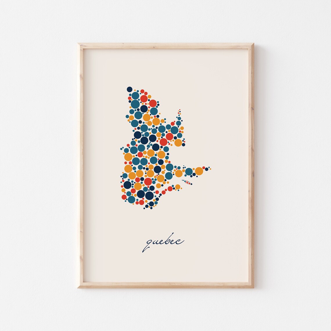 Quebec Canada Decorative Colorful Retro Dotted Province Map Poster