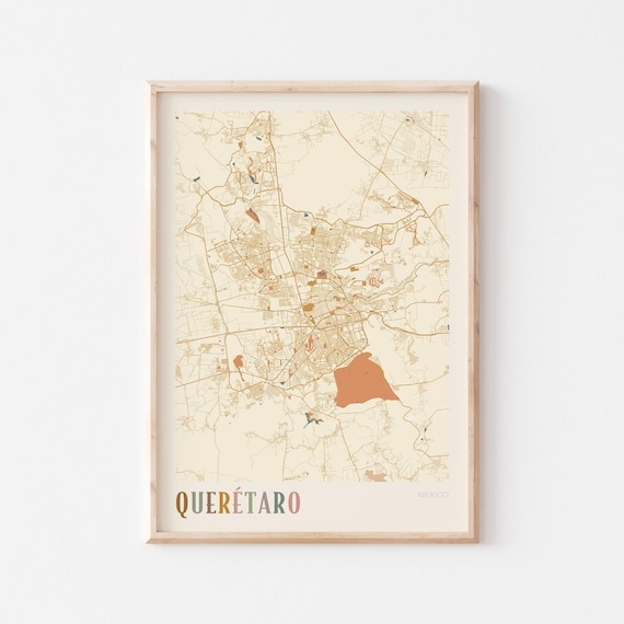 Queretaro Map Poster Print Wall Art Mexico Travel Gift Boho