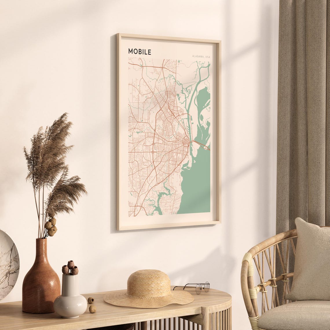 Mobile Alabama Modern Farmhouse City Map Poster for Office Wall Decor - Image 3