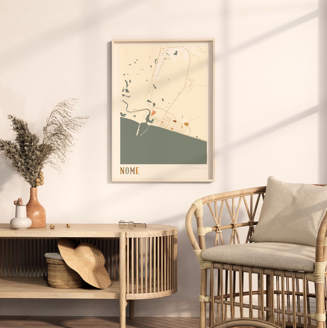 Nome Alaska Stylized Vintage Street Map Modern City Art Poster - Image 2