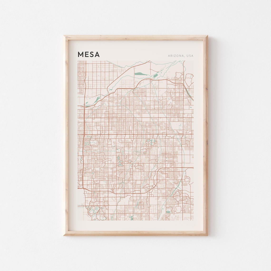 Mesa Arizona Modern Farmhouse City Map Poster Gift for Loved Ones